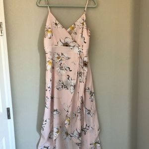 Revolve High Low Pink Wrap Dress with Flowers